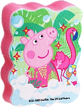 Духи, Парфюмерия, косметика Мочалка банная детская "Свинка Пеппа", Пеппа и фламинго, малиновая - Suavipiel