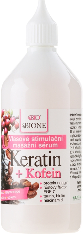 Сыворотка для волос - Bione Cosmetics Keratin + Caffeine Stimulating Massaging Hair Serum — фото N2