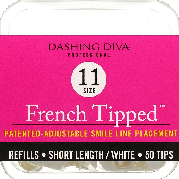 Тіпси короткі - Dashing Diva French Tipped Short White 50 Tips (Size -11) — фото N1