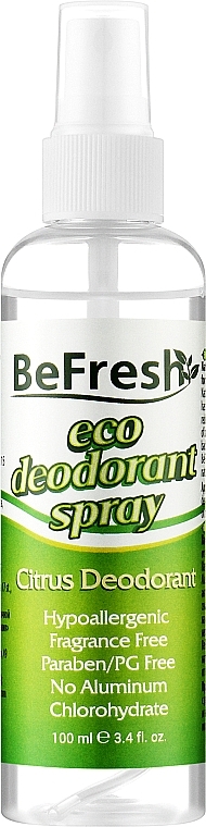 Дезодорант-спрей для тіла з екстрактом цитруса - BeFresh Organic Deodorant Spray Citrus — фото N1