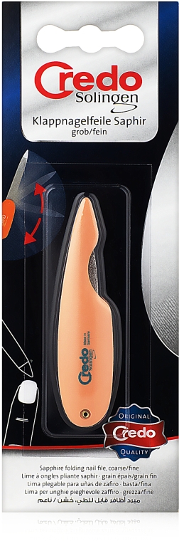Пилочка для ногтей сапфировая складная 20510, абрикос - Credo Solingen Sapphire Nail File Apricot — фото N1