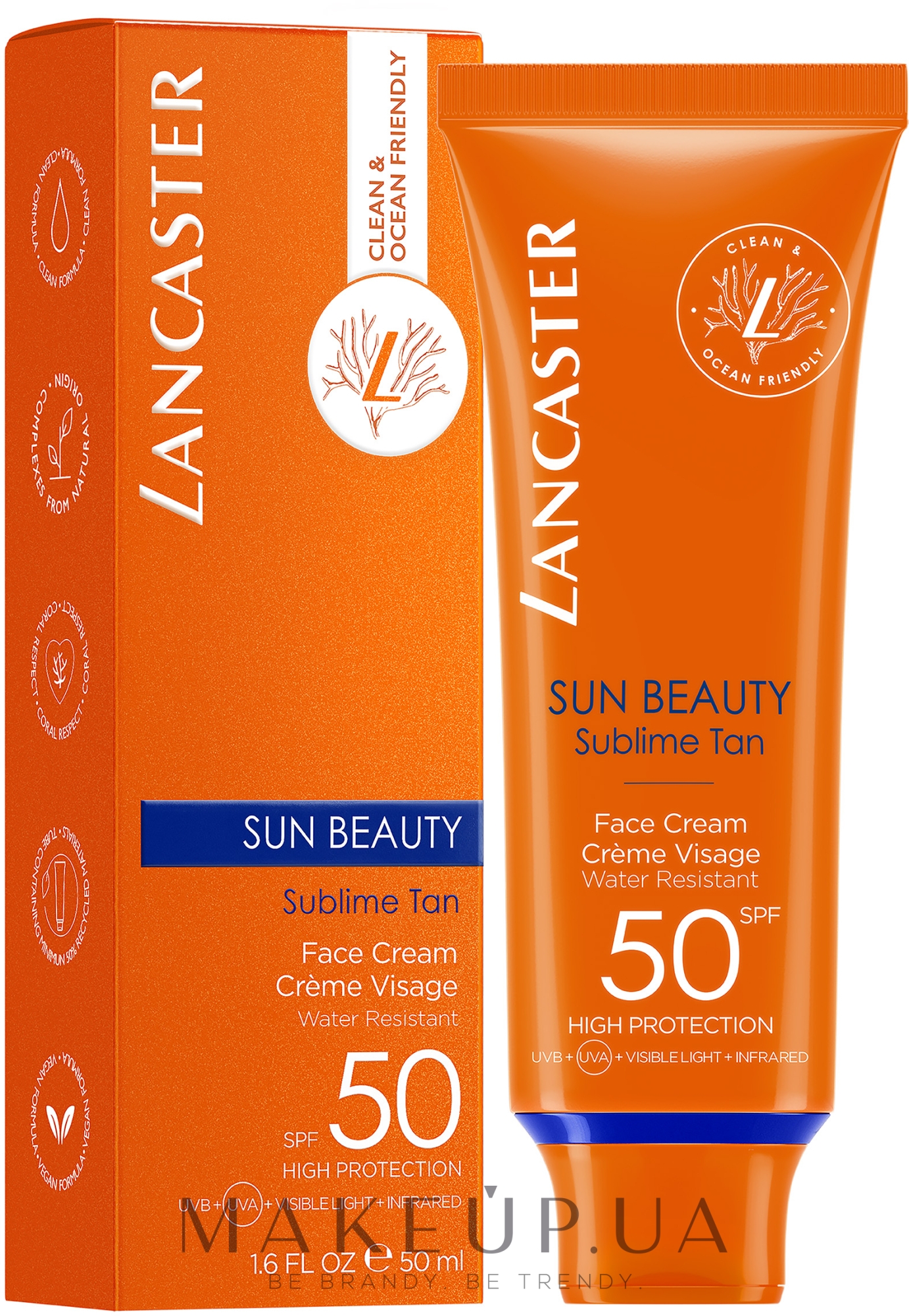 Солнцезащитный водостойкий крем для лица - Lancaster Sun Beauty SPF50 — фото 50ml