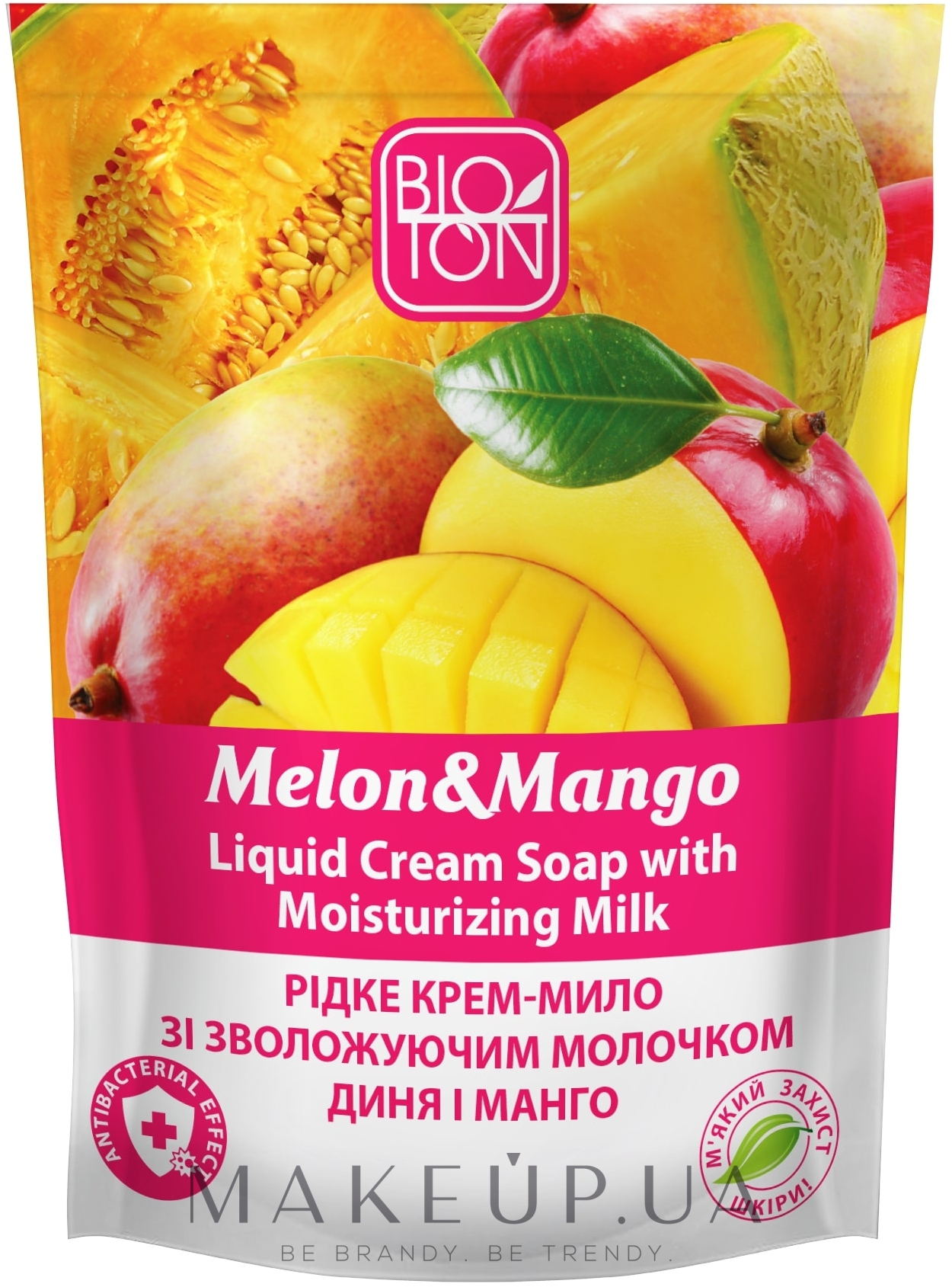 Рідке крем-мило "Диня і Манго" - Bioton Cosmetics Active Fruits "Melon & Mango" Soap (дой-пак) — фото 450ml