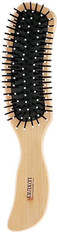 Массажная щетка для волос, HB-03-09, деревянная изогнутая - Beauty LUXURY — фото N1