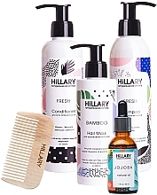 Парфумерія, косметика Набір для всіх типів волосся - Hillary Hair Complex Mask + Jojoba (cond/250ml + shamp/250ml + mask/200ml + oil + гребінь)