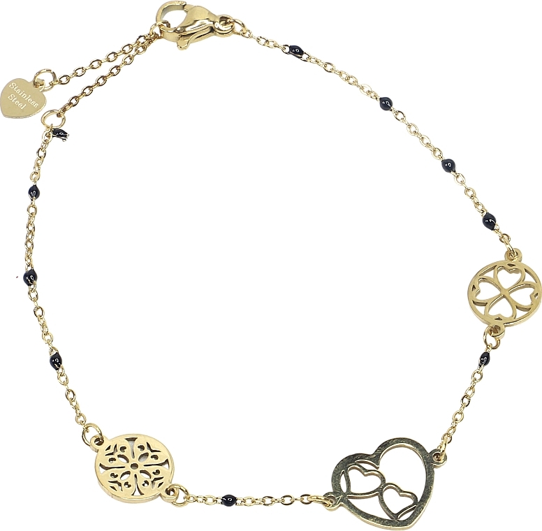 Браслет жіночий, серце і два кола, золотистий - Lolita Accessories — фото N1