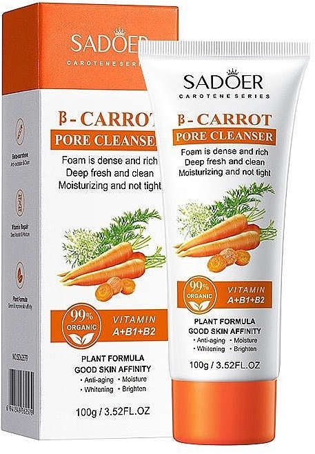 Пінка для обличчя з екстрактом моркви - Sadoer B-Carrot Face Cleanser — фото N1