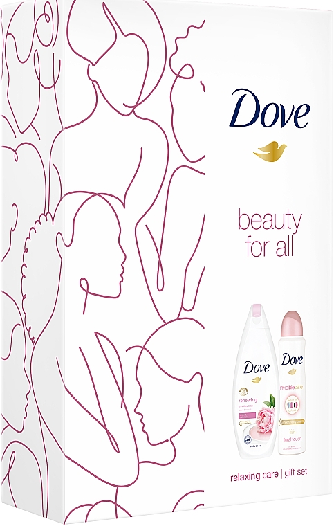 Набор - Dove Relaxing Care Gift Set (sh/gel/250ml + deo/spray/150ml) — фото N2