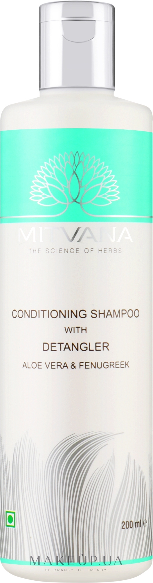Шампунь кондиціонувальний для неслухняного волосся з алое вера та пажитником - Mitvana Condtioning Shampoo Detangler — фото 200ml