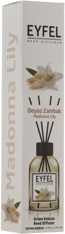 Аромадифузор "Біла лілія" - Eyfel Perfume Reed Diffuser Madonna Lily — фото N1