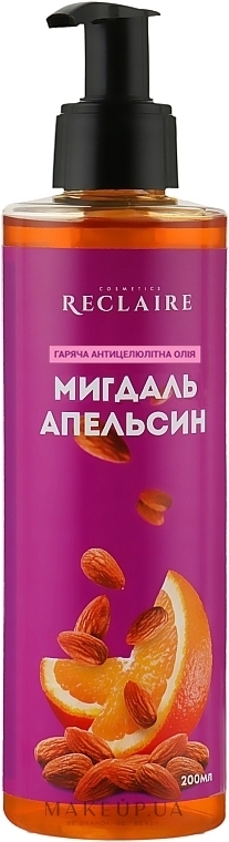 Гаряча антицелюлітна олія "Мигдаль-Апельсин" - Reclaire — фото 200ml