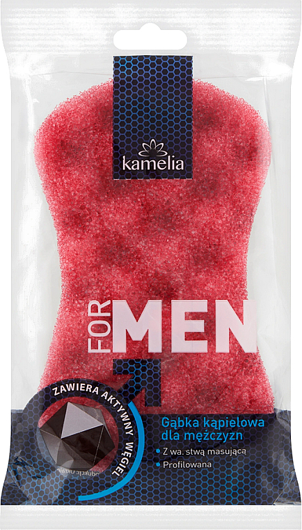 Мочалка массажная, мужская, красная - Grosik Camellia Bath Sponge — фото N1