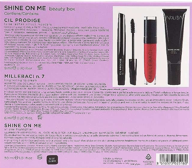 Набор "Shine On Me Red" - NoUBA Shine On Me Gift Set Red (mascara/9ml + lipstick/6ml + highlighter/30ml) — фото N2