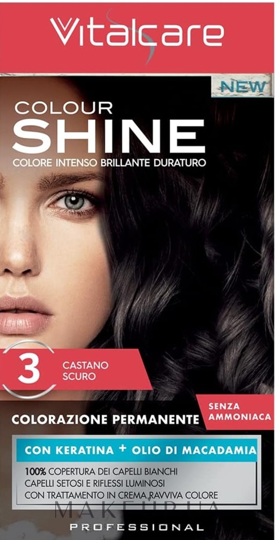 Перманентная краска без аммиака - Vitalcare Colour Shine Permanent Hair Colour With Keratin — фото 3 - Dark Brown