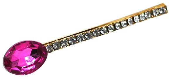 Заколка с цирконами и камнем, розовая и золотая - Lolita Accessories — фото N1