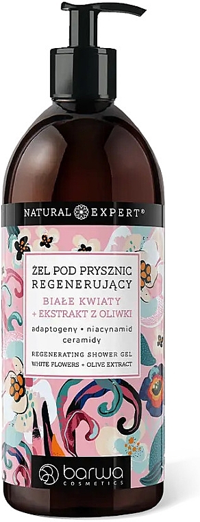 Гель для душу регенерувальний - Barwa Natural Expert Regeneratin Shower Gel White Flowers + Olive Extract — фото N1