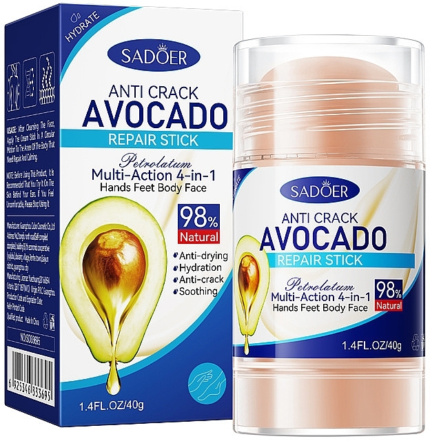 Стик восстанавливающий из авокадо против трещин - Sadoer Anti Crack Avocado Repair Stick  — фото N1