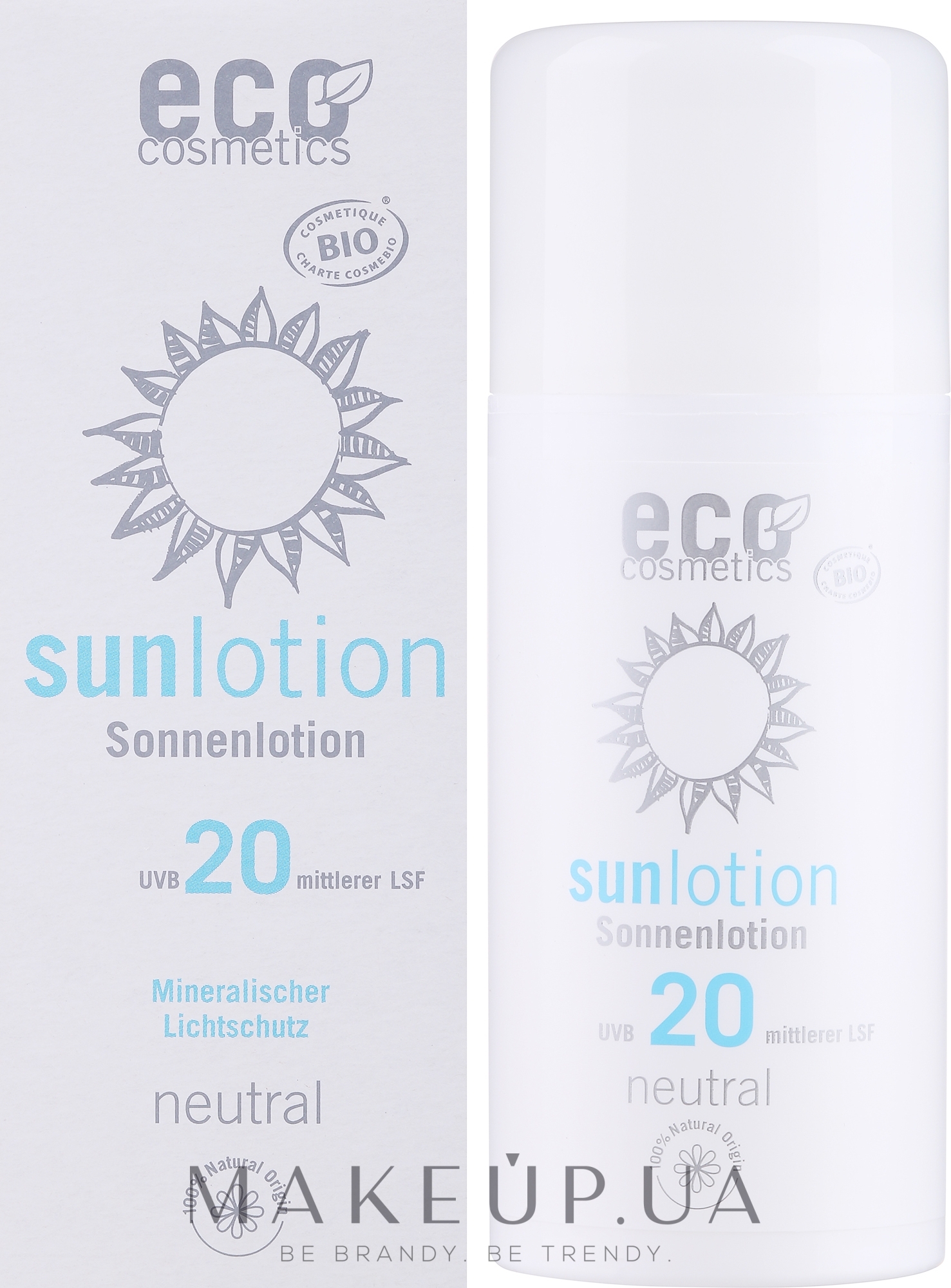 Сонцезахисний лосьйон без запаху - Eco Cosmetics Sun Lotion SPF 20 — фото 100ml