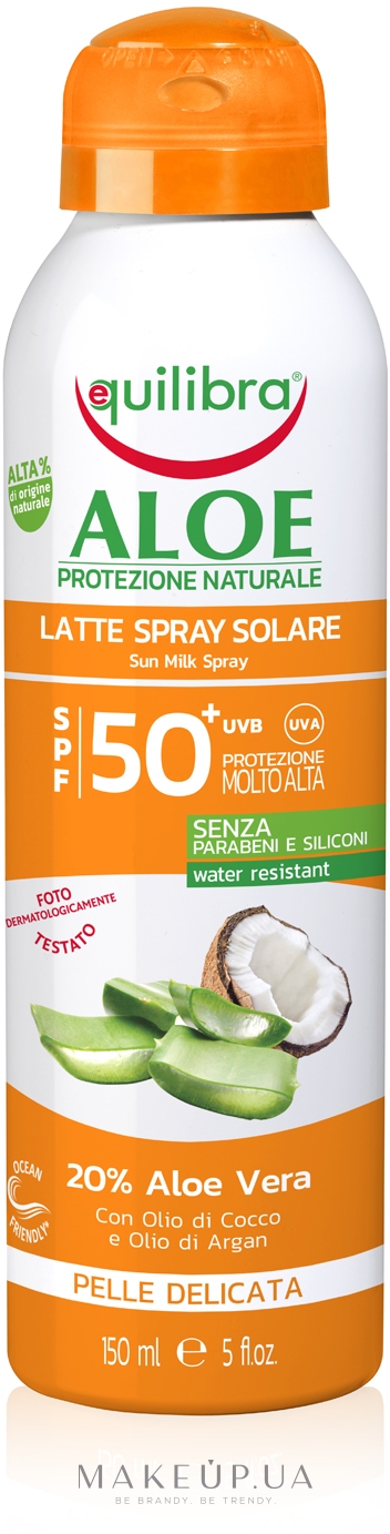 Солнцезащитный спрей SPF 50+ - Equilibra Aloe Sun Milk Spray SPF 50+ — фото 150ml