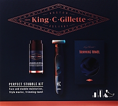 Духи, Парфюмерия, косметика Набор - Gillette King C. Gillette Perfect Stubble Kit (moisturizer/100ml + trimmer/1pc + towel/1pc) 