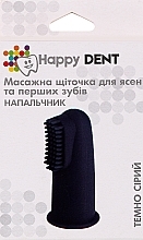 Парфумерія, косметика Масажна щіточка для ясен і перших зубів, напальчник, темно сірий - Happy Dent