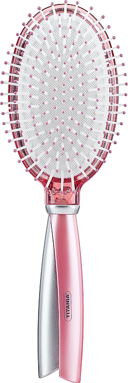 Массажная щетка для волос овальной формы, 24.5см, розовая - Titania Salon Professional Cushion Brush — фото N1