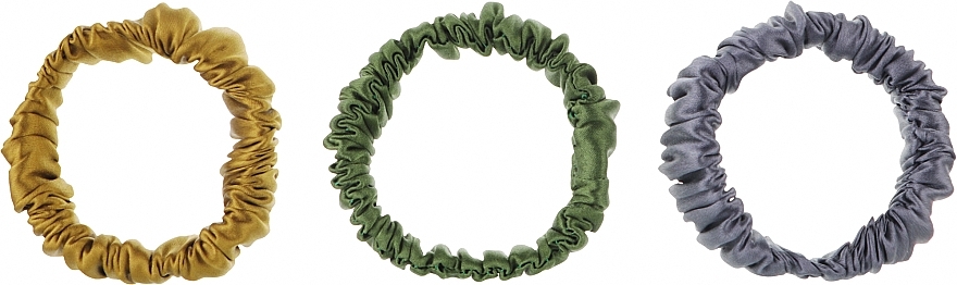 Набор тонких (узких) шелковых резинок для волос, зеленые, 3 шт - ScrunchyUA — фото N1