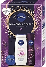 Духи, Парфюмерия, косметика Набор - Nivea Diamond & Pearls (cr/30ml + deo/150ml + sh/gel250ml)