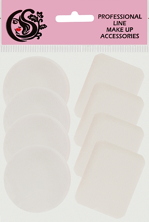 Спонж CS070W для макіяжу коло + квадрат 8в1, білий - Cosmo Shop Sponge — фото N2