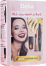 Духи, Парфюмерия, косметика Набор - Delia Cosmetics All You Need Is Red (lip/stick/4g + mascara/12ml + n/polish/11ml)