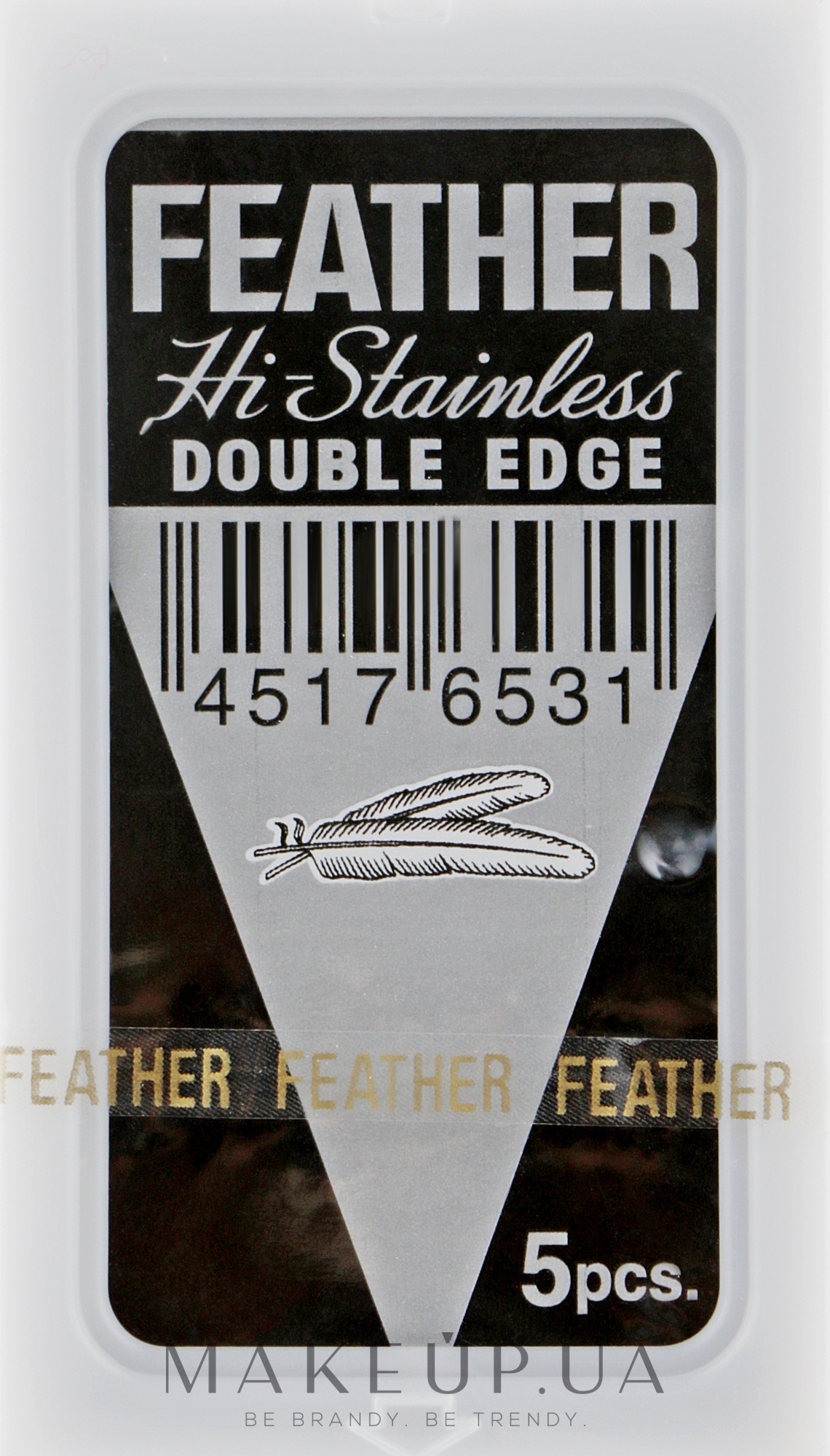 Змінні двосторонні леза для класичної бритви 71-S, 5 шт. - Feather 71-S Hi-stainless — фото 5шт