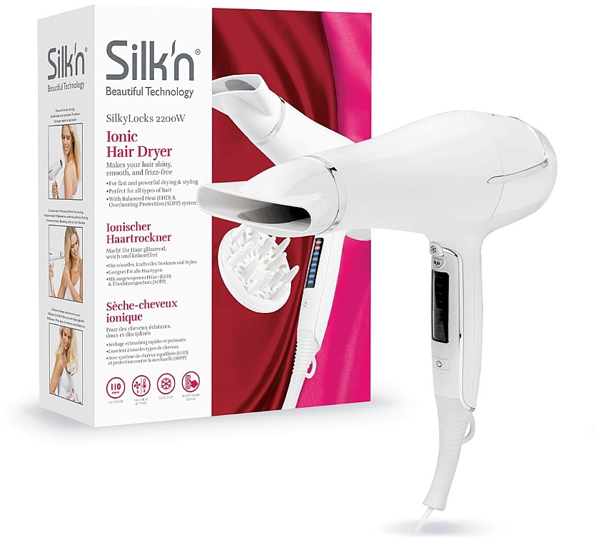 Фен для волосся, білий - Silk'n Hair Dryer HD1PEU002 2200W — фото N1