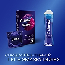Презервативи латексні з силіконовою змазкою, рельєфні, зі стимулюючим гелем-змазкою, 12 шт - Durex Intense Orgasmic — фото N5