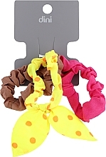 Парфумерія, косметика Резинки для волосся "Метелик", AT-14, коричнева+рожева+жовта в горошок - Dini Every Day