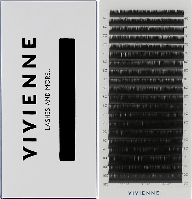Накладные ресницы "Elite", черные, 20 линий (mix, 0.07, C, (6-10)) - Vivienne — фото N1