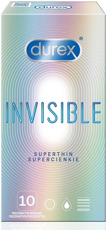 Презервативы ультратонкие, 10 шт - Durex Invisible Superthin — фото N1