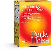 Витамин Д3 2000 IU, 60 капсул - Perla Helsa Vitamin D3 2000 IU Base Dietary Supplement  — фото N1