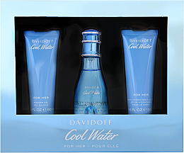 Парфумерія, косметика Davidoff Cool Water Woman - Набір (edt/50ml + b/lot/50ml + sh/gel/50ml)