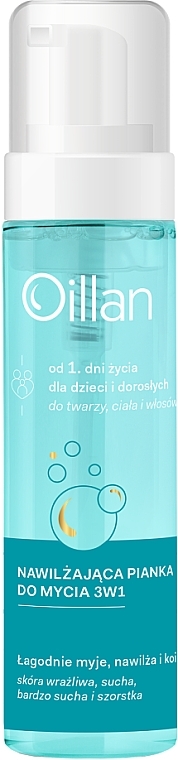 Увлажняющая пенка для очищения лица, тела и волос - Oillan 3 In 1 — фото N1