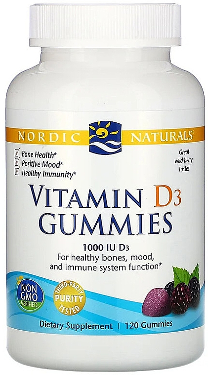 Пищевая добавка "Витамин D3", 1000 МЕ - Nordic Naturals Vitamin D3 Gummies Wild Berry — фото N1