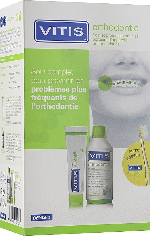 УЦІНКА Набір - Dentaid Vitis Orthodontic (Toothpaste/100ml + Toothbrush + Mouthwash/500ml) * — фото N1