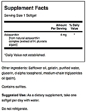 Харчова добавка "Астаксантин", м'які капсули - Swanson Astaxanthin 4 mg — фото N2