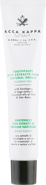 Натуральна зубна паста без фтору - Acca Kappa Natural Fluoride-Free Toothpaste — фото N2