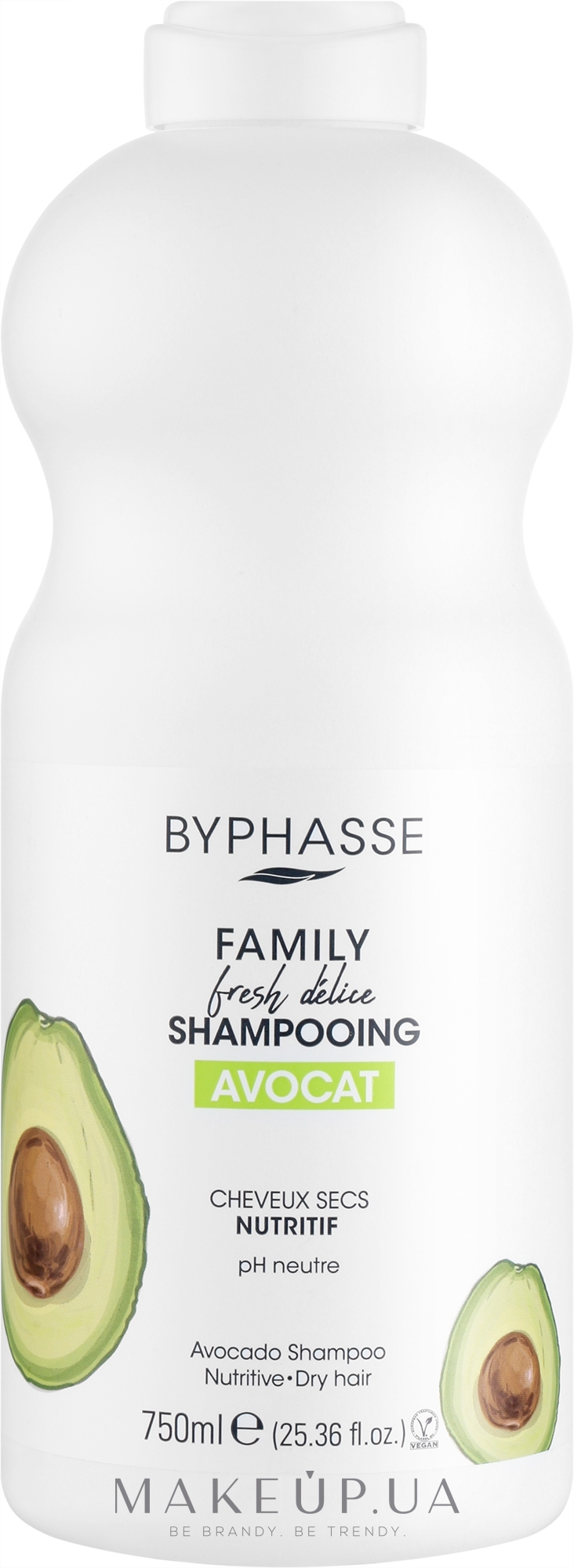 Шампунь для сухого волосся з авокадо - Byphasse Family Fresh Delice Shampoo — фото 750ml