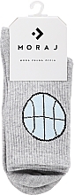 Жіночі довгі шкарпетки з широкими манжетами і кумедним візерунком, 1 пара, сірі з м'ячем - Moraj — фото N1