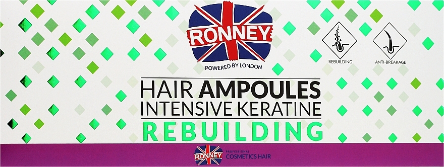 УЦІНКА Відновлювальні ампули для сухого та пошкодженого волосся - Ronney Hair Ampoules Intensive Keratine Rebuilding * — фото N1