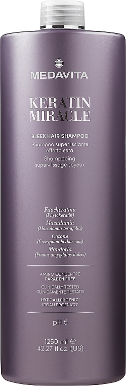Ультраразглаживающий шампунь для волос с эффектом шелка - Medavita Keratin Miracle Sleek Hair Shampoo — фото N4