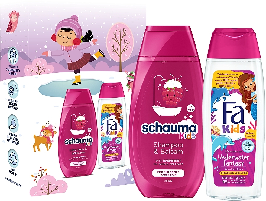 Набор "Kids girl. For Children’S Hair & Skin" - Schauma & Fa Kids (shmp/250ml + sh/gel/250ml) — фото N1