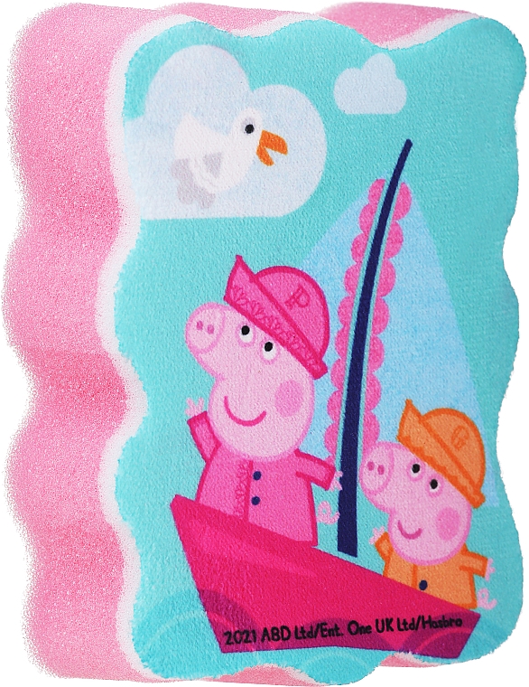 Мочалка банна дитяча "Свинка Пеппа", прогулянка морем, рожева - Suavipiel — фото N1