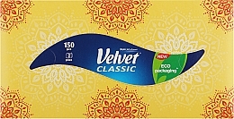 Салфетки в коробке двухслойные "Classic", 150 шт., желтые с узором - Velvet — фото N1